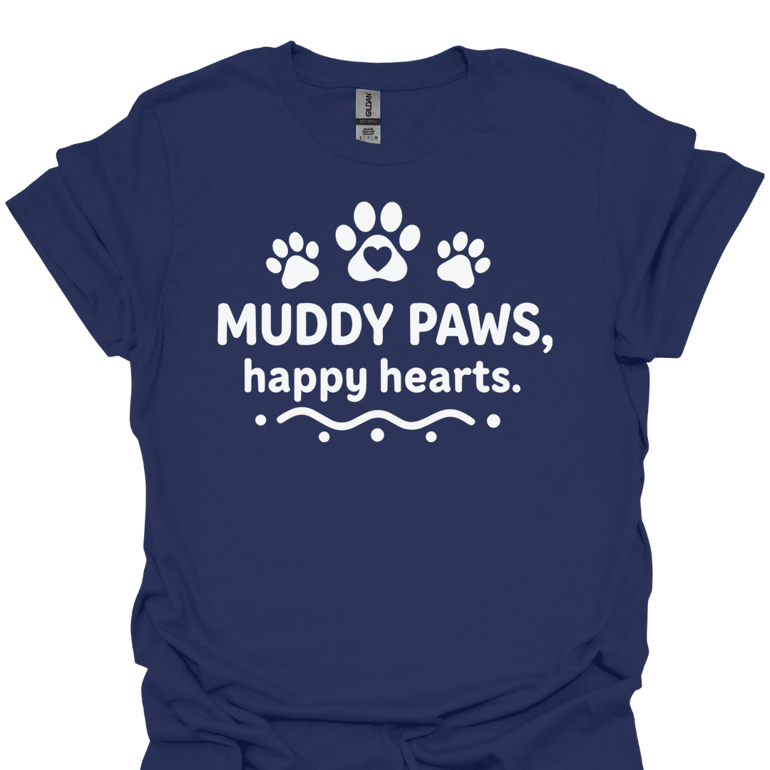 T-Shirt Navy / S Muddy Paws Happy Hearts T-Shirt