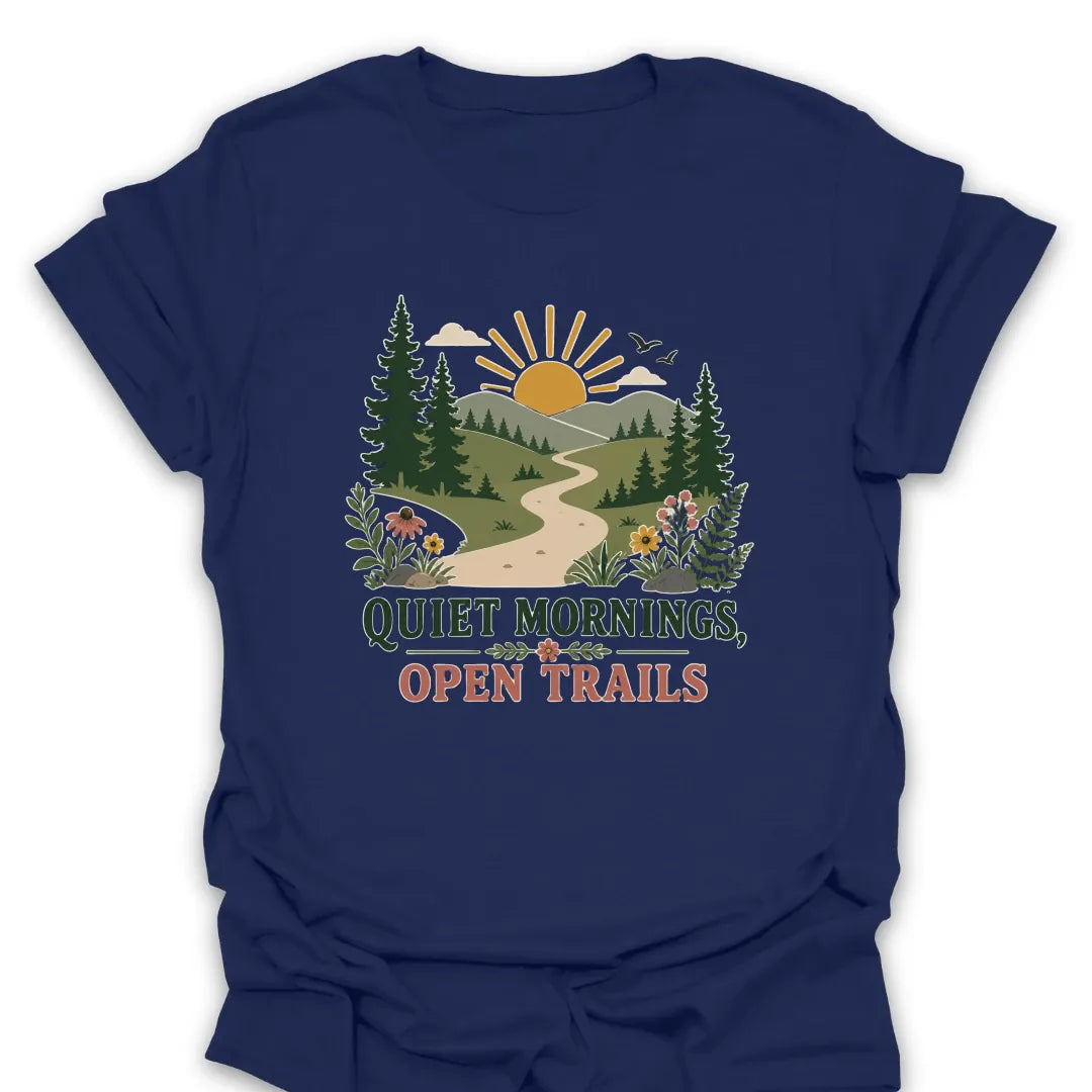 T-Shirt Navy / S Quiet Mornings, Open Trails