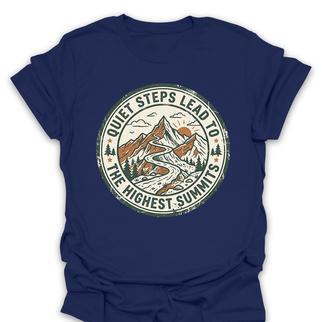 T-Shirt Navy / S Quiet Steps Highest Summits Vintage Hiking Tee