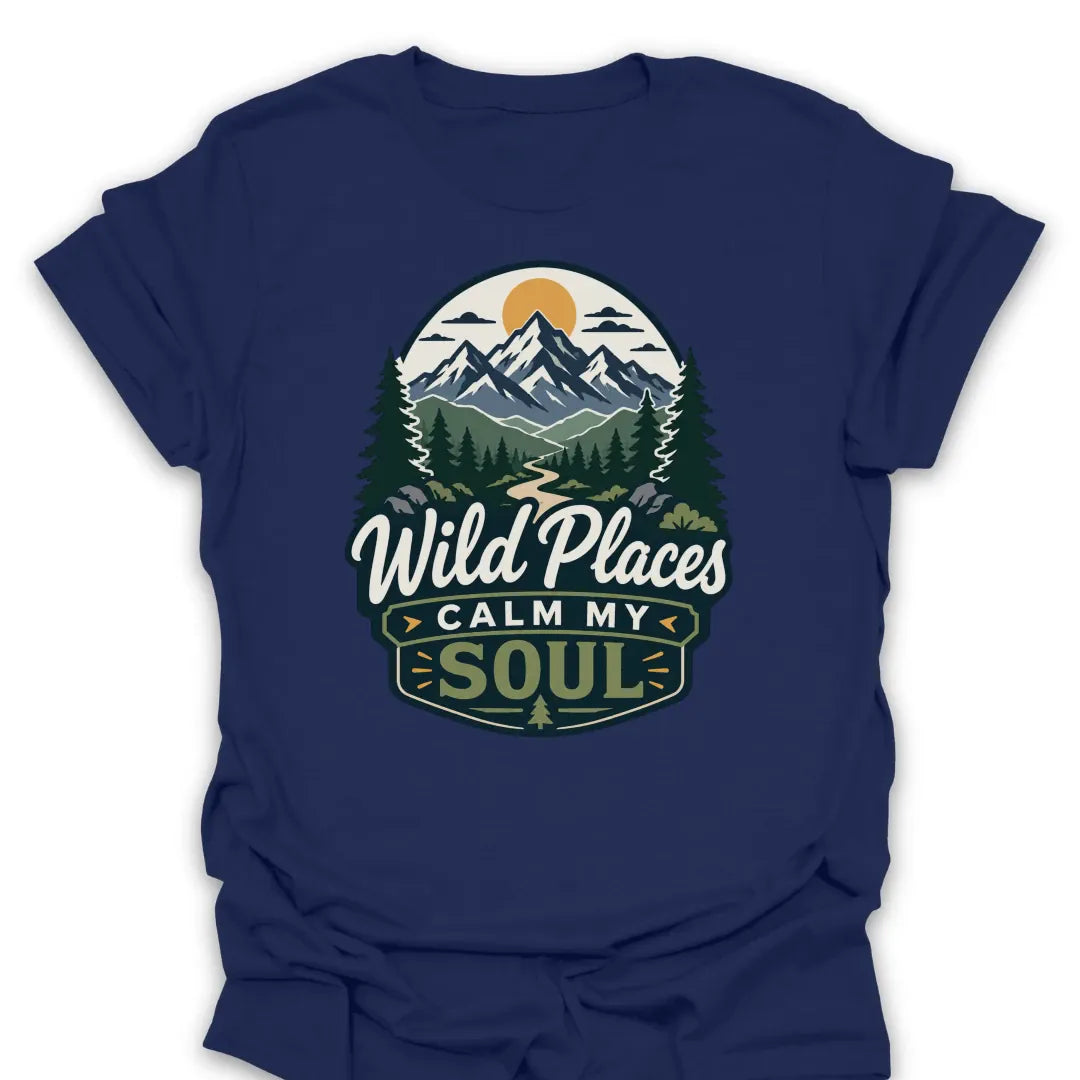T-Shirt Navy / S Wild Places Calm My Soul Mountain T-Shirt