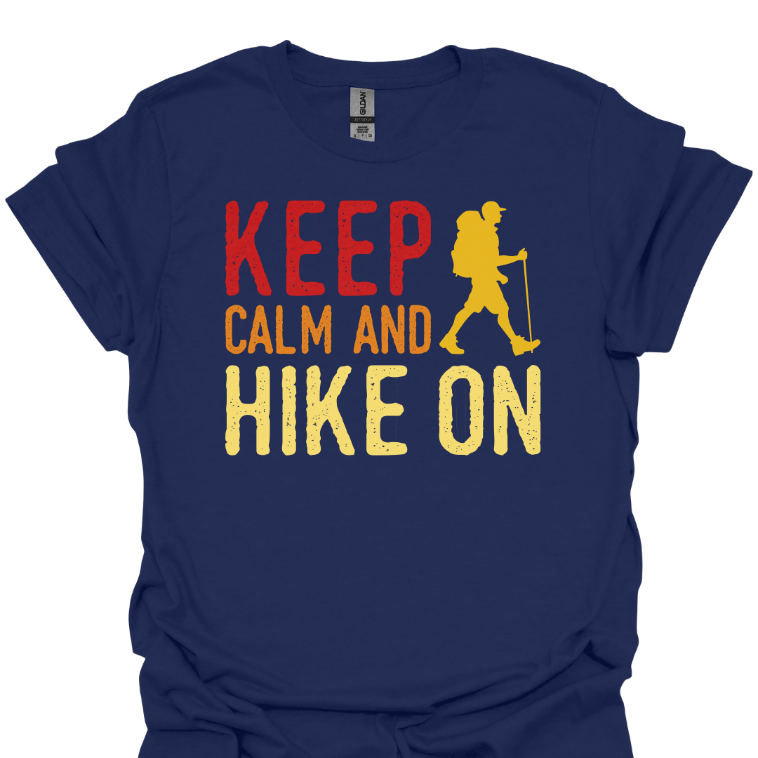 T-Shirt Navy / XS Keep Calm and Hike On – Bold Outdoor Adventure T-Shirt