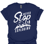 T-Shirt Navy / XS Never Stop Exploring – Mountain Adventure T-Shirt 🧭