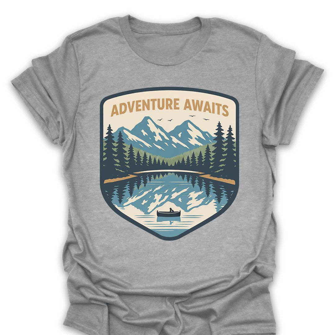 T-Shirt Sport Grey / S Adventure Awaits Mountain Lake T-Shirt