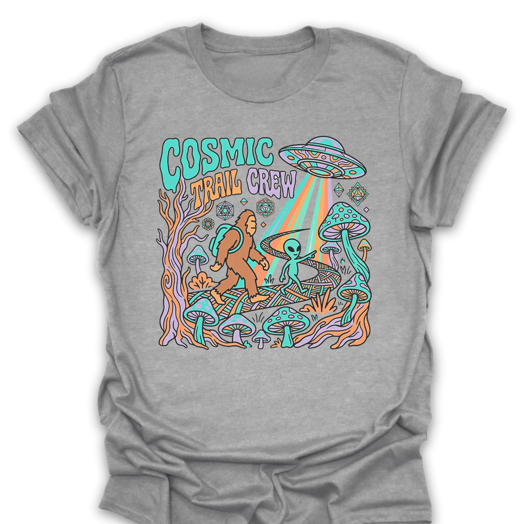 T-Shirt Sport Grey / S Bigfoot Meets Aliens Cosmic Trail Crew Tee