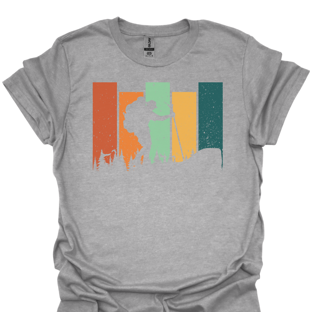 T-Shirt Sport Grey / S Colorful Illustrated Retro Hiking Tee