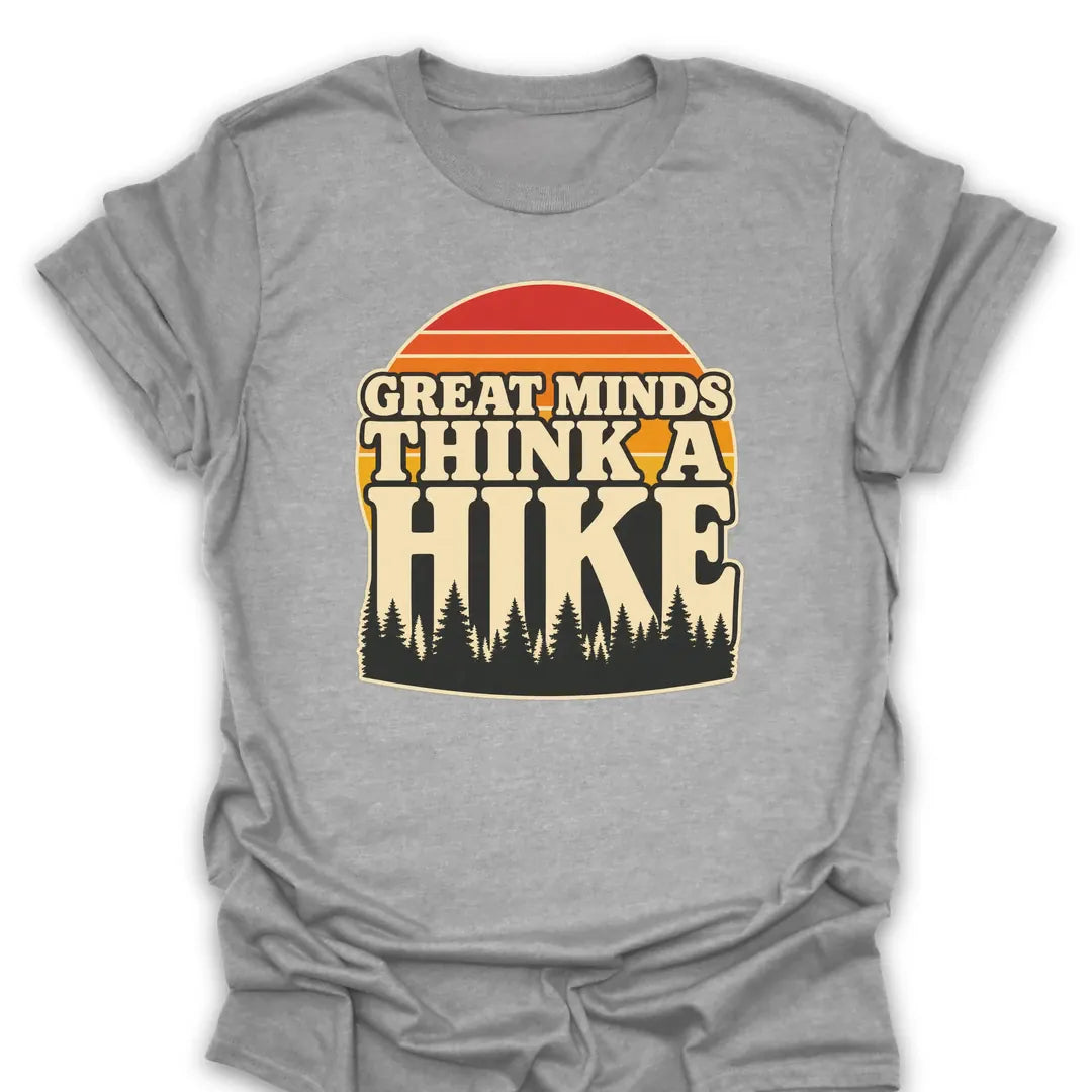 T-Shirt Sport Grey / S Great Minds Think A Hike Retro Sunset