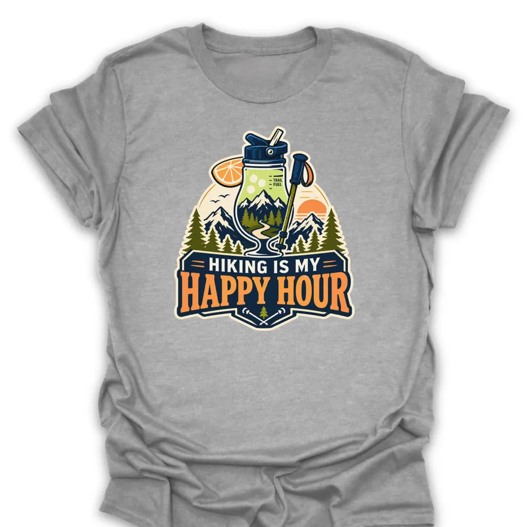 T-Shirt Sport Grey / S Hiking Is My Happy Hour T-Shirt