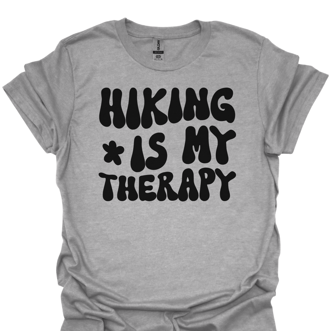 T-Shirt Sport Grey / S Hiking Is My Therapy - Retro Print T-Shirt