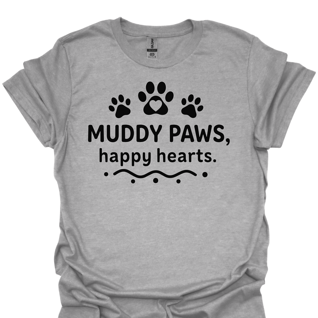 T-Shirt Sport Grey / S Muddy Paws Happy Hearts T-Shirt