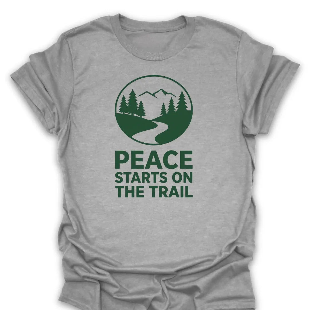 T-Shirt Sport Grey / S peace-starts-on-the-trail_green