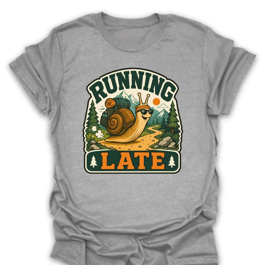 T-Shirt Sport Grey / S Running Late Snail T-Shirt