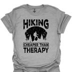 T-Shirt Sport Grey / XS Hiking: Cheaper Than Therapy - Funny T-Shirt