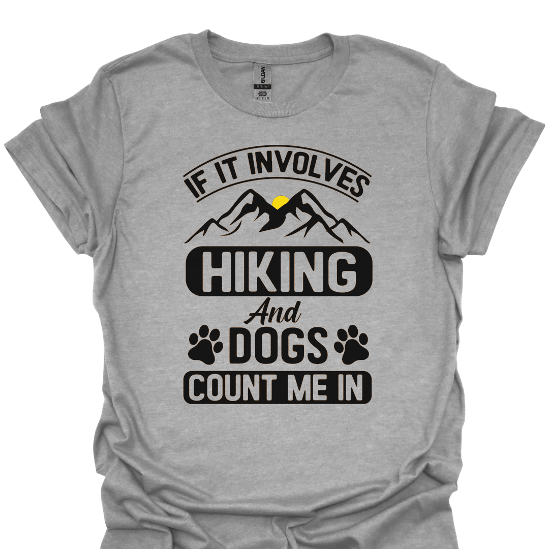 T-Shirt Sport Grey / XS If It Involves Hiking and Dogs, Count Me In – Mountain Paw Print T-Shirt