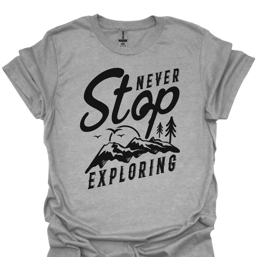 T-Shirt Sport Grey / XS Never Stop Exploring – Mountain Adventure T-Shirt 🧭