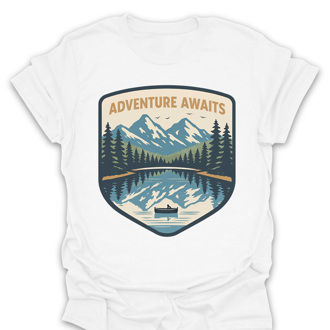 T-Shirt White / S Adventure Awaits Mountain Lake T-Shirt