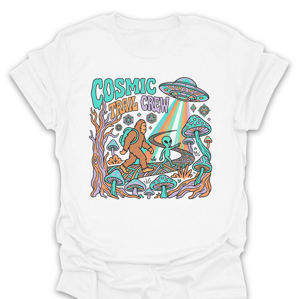 T-Shirt White / S Bigfoot Meets Aliens Cosmic Trail Crew Tee