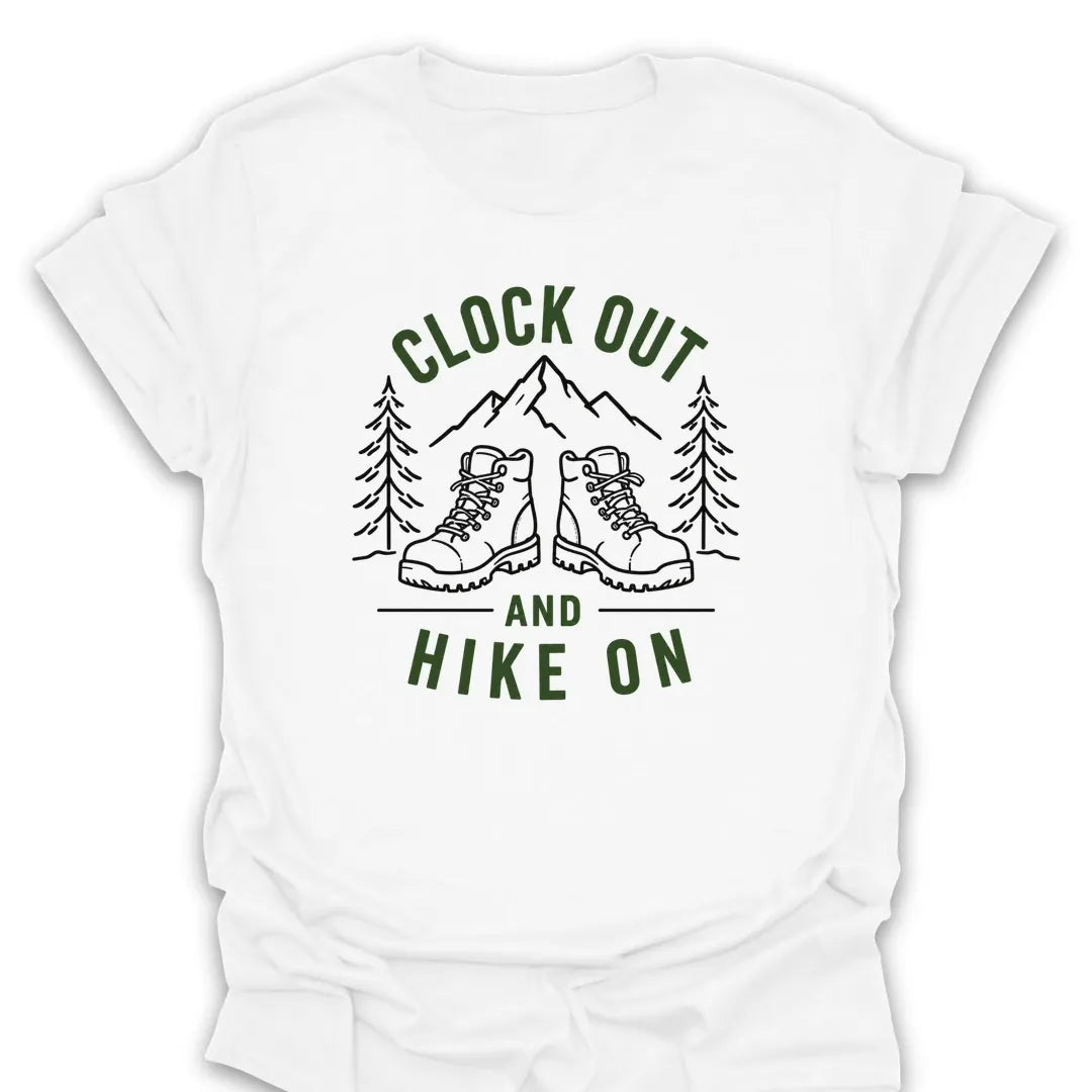 T-Shirt White / S Clock Out Hike On T-Shirt