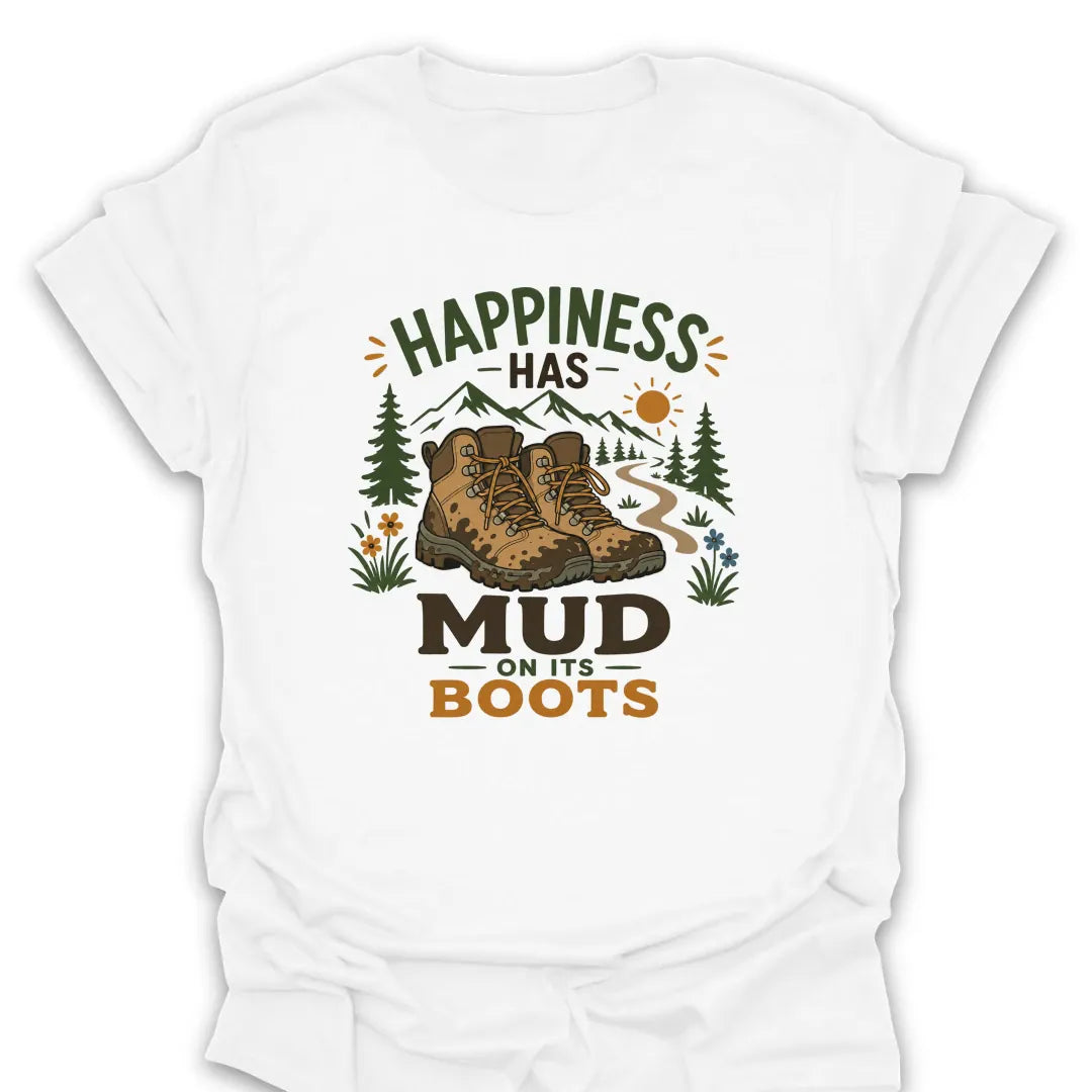 T-Shirt White / S Happiness Has Muddy Boots