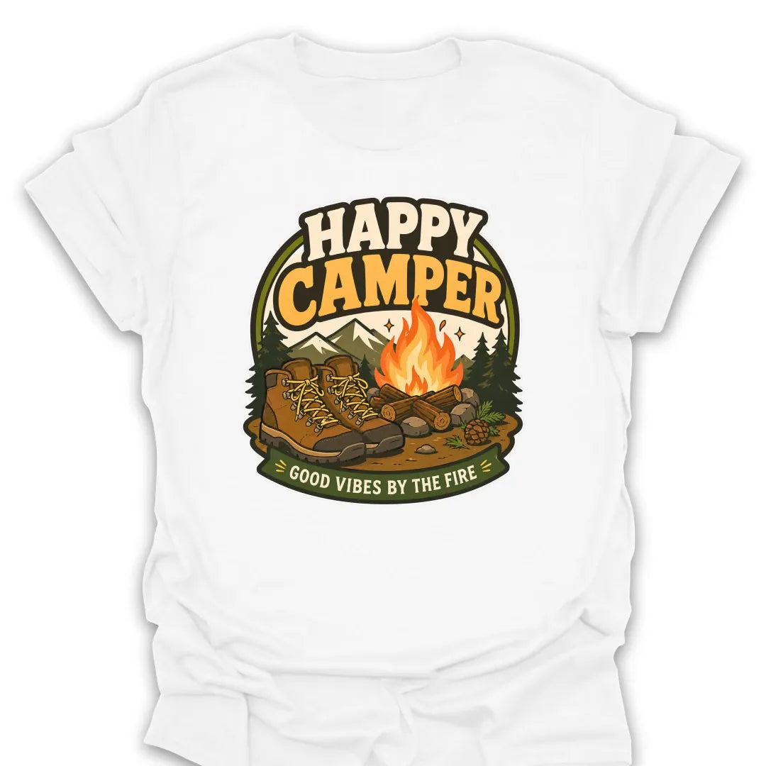 T-Shirt White / S Happy Camper Good Vibes T-Shirt