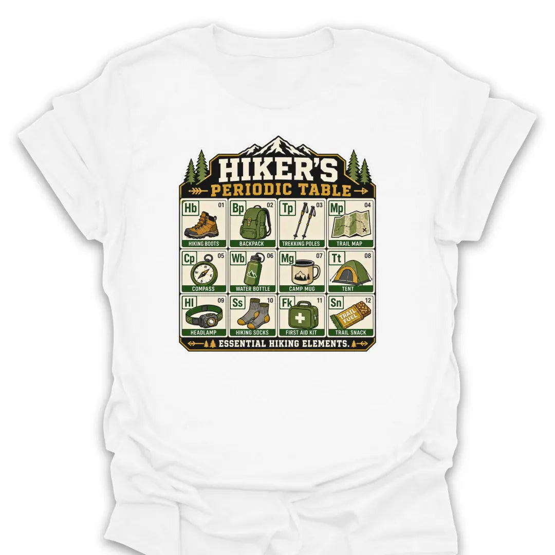 T-Shirt White / S Hikers Periodic Table T-Shirt
