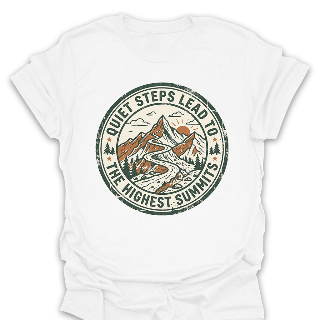 T-Shirt White / S Quiet Steps Highest Summits Vintage Hiking Tee