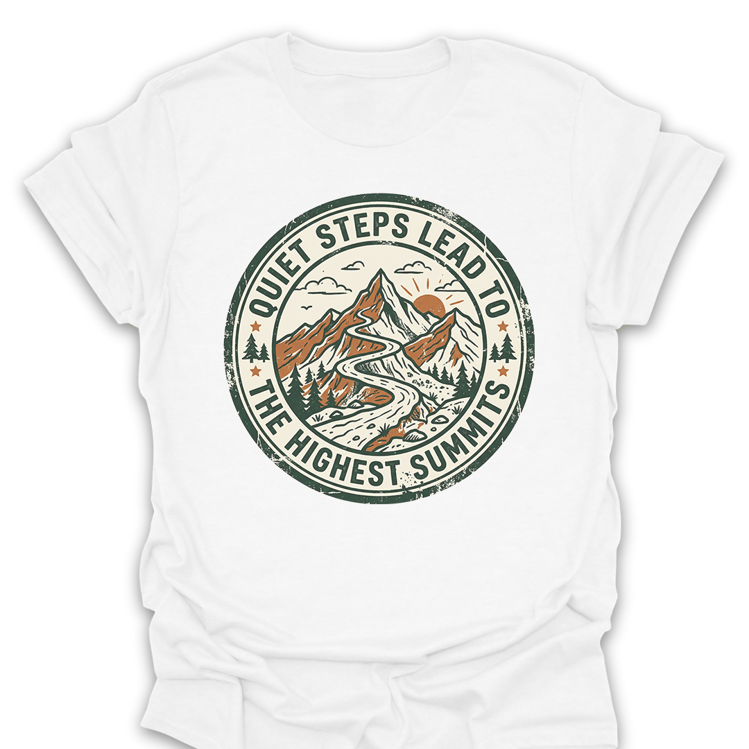 T-Shirt White / S Quiet Steps Highest Summits Vintage Hiking Tee