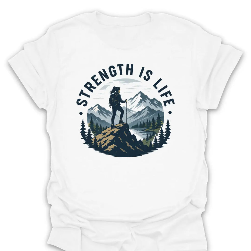 T-Shirt White / S Strength Is Life Hiking T-Shirt